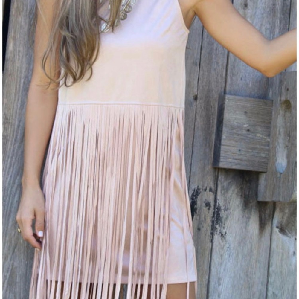 dusty pink fringe dress from Amazing Lace